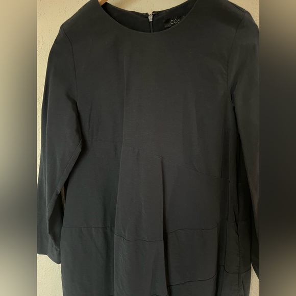 COS Navy Asymmetrical Tiered Panel Dress - Picture 6 of 16